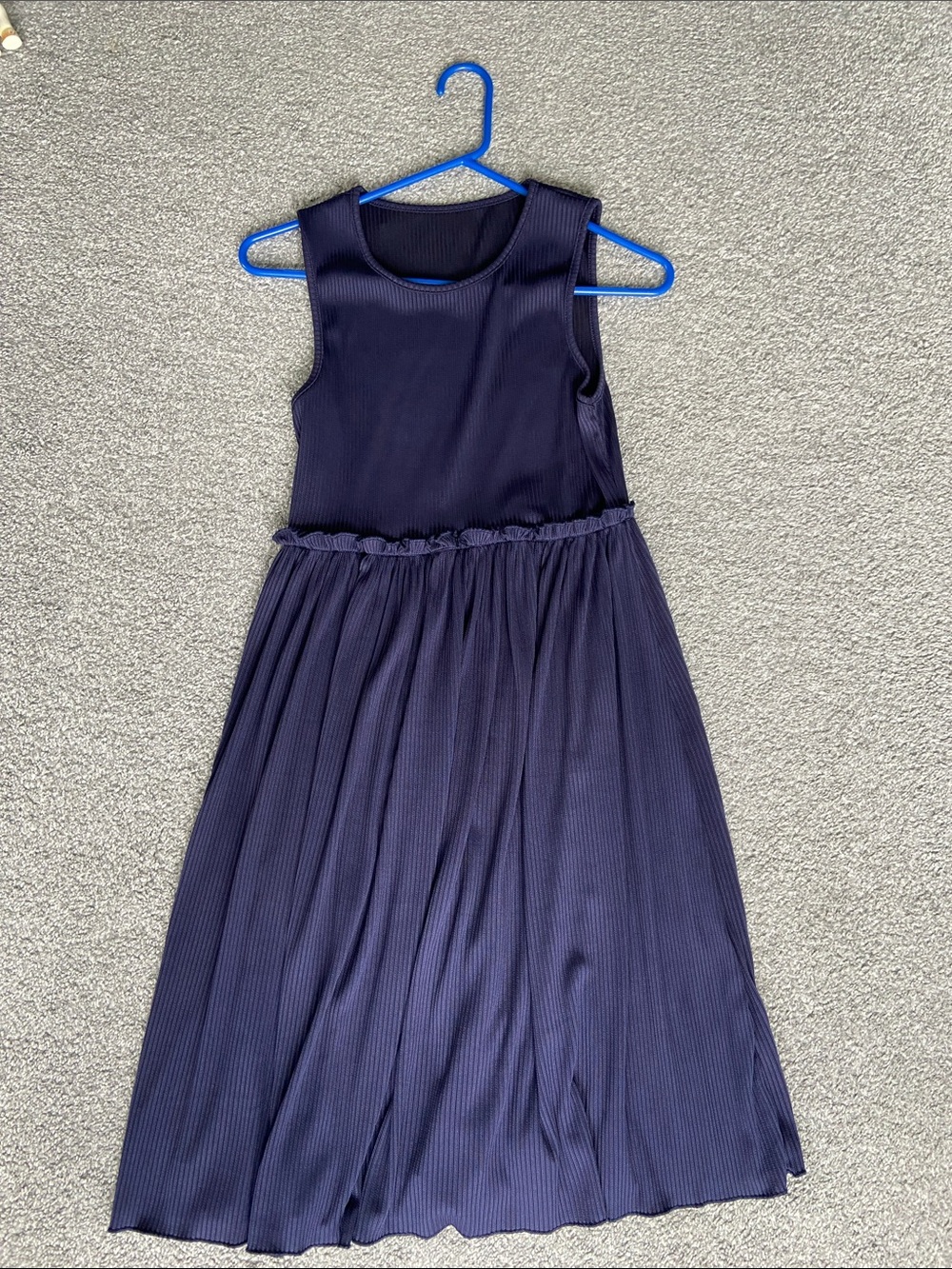 SHEIN Navy Sleeveless Pleated Midi Dress